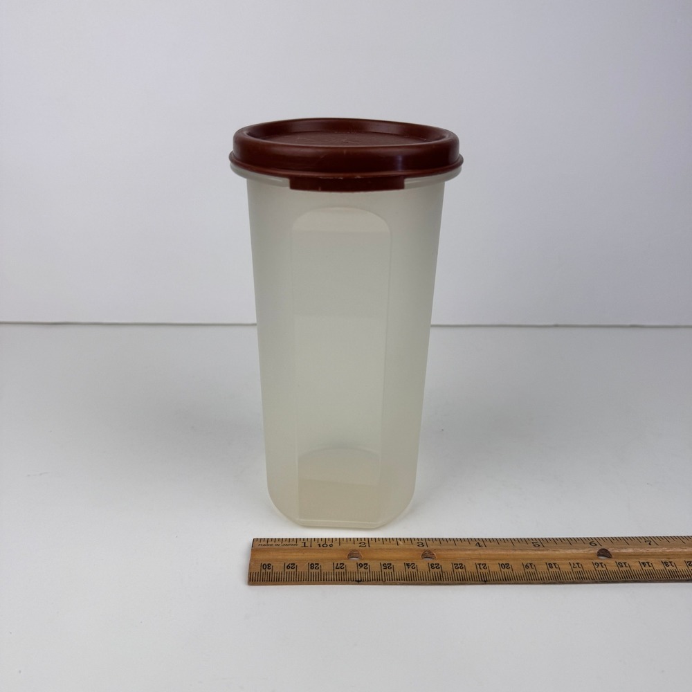 Vtg Plastic Tupperware 22floz Modular Mate Clear Bottom Brown Lid 1641-23‎ READ